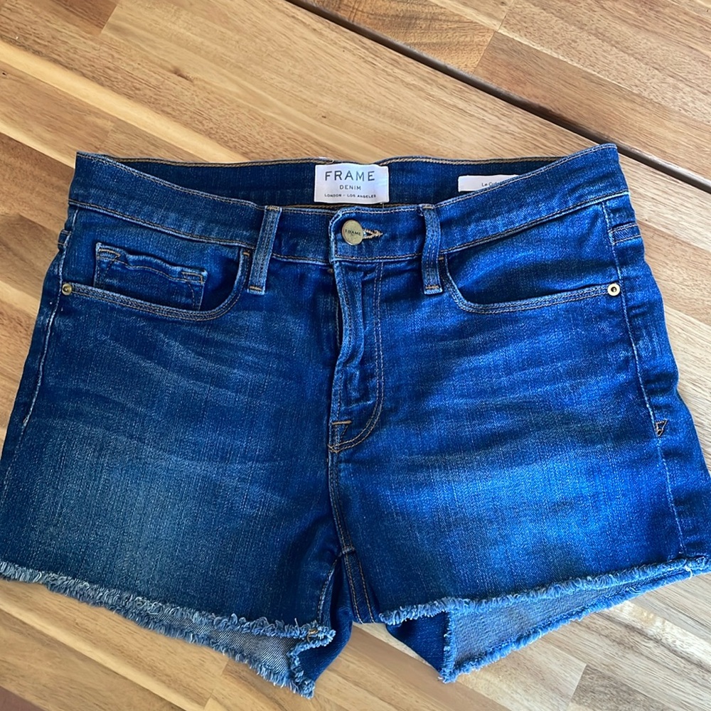 Frame Le Cut Off Blue Denim Shorts Size 27